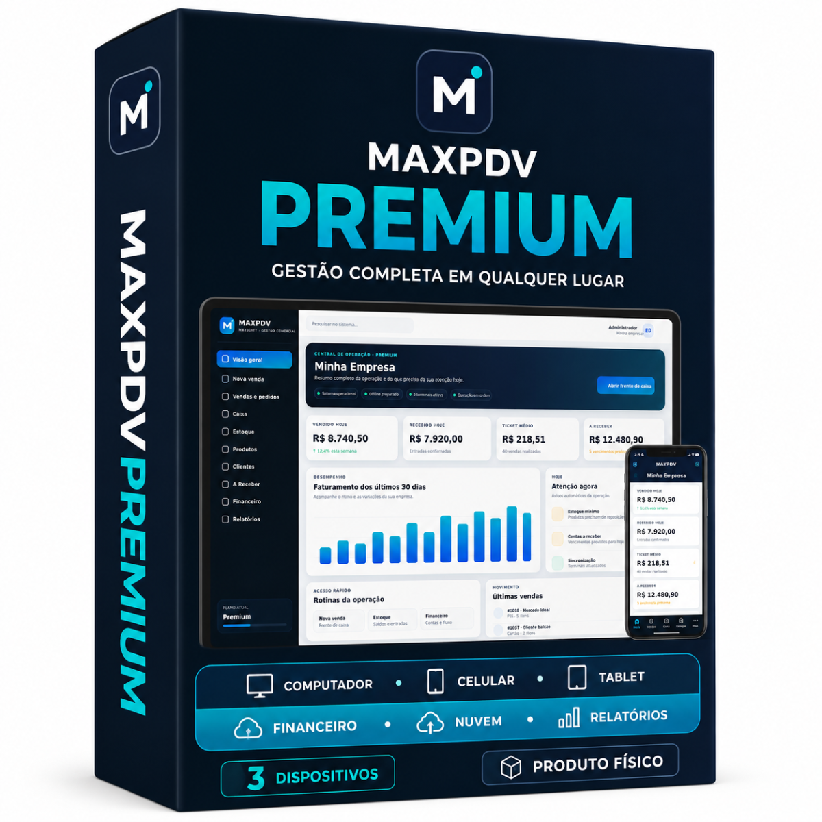 Embalagem do plano Premium MAXPDV